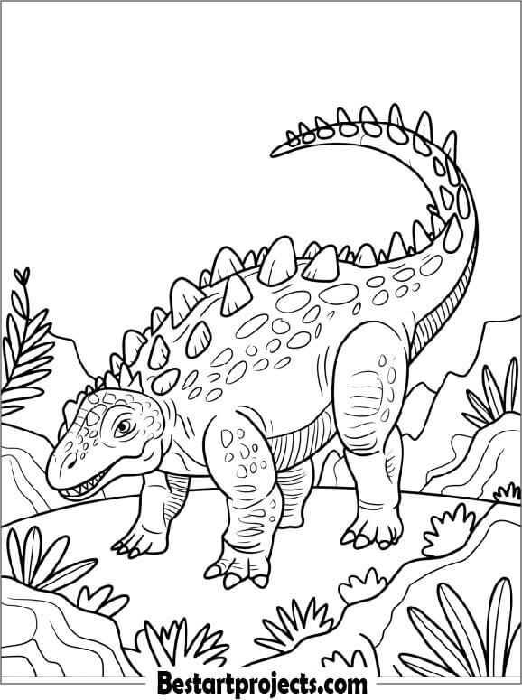  Realistic Ankylosaurus Free Coloring Page