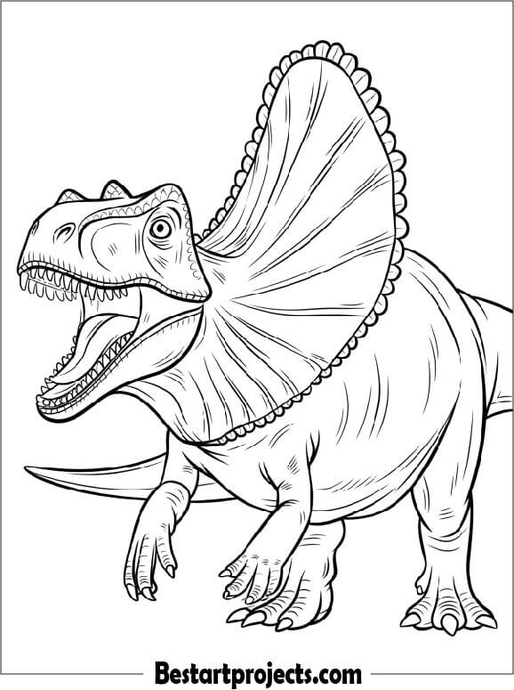 Dilophosaurus Spreading Its Frills Coloring Page