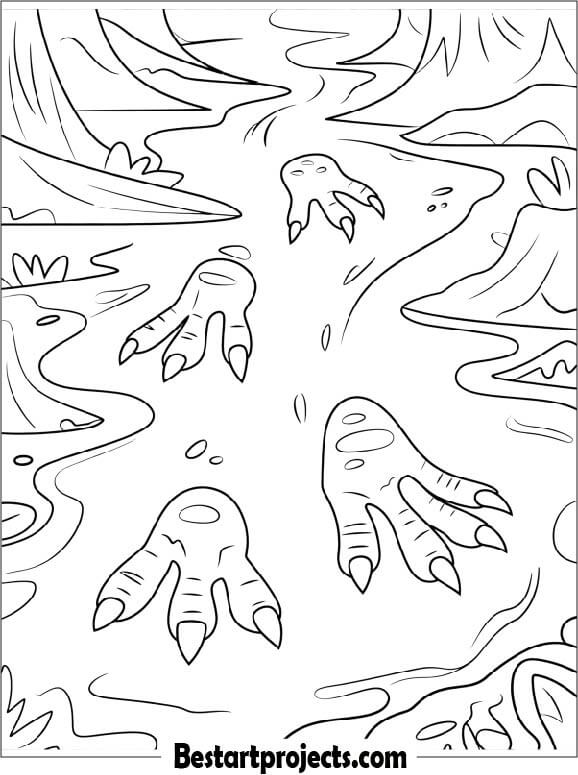 Dinosaur Footprints on Muddy Ground
