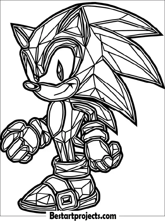 47.Geometric Sonic Coloring Page
