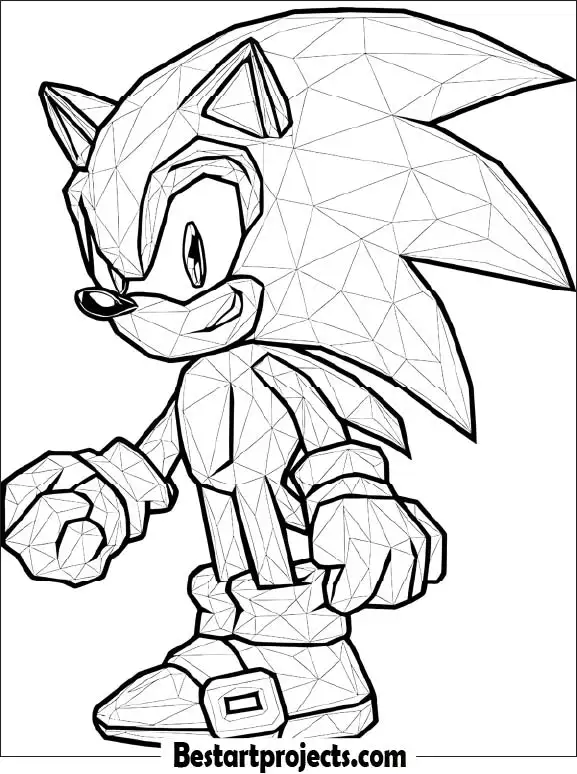 48.Polygonal Sonic Coloring Page