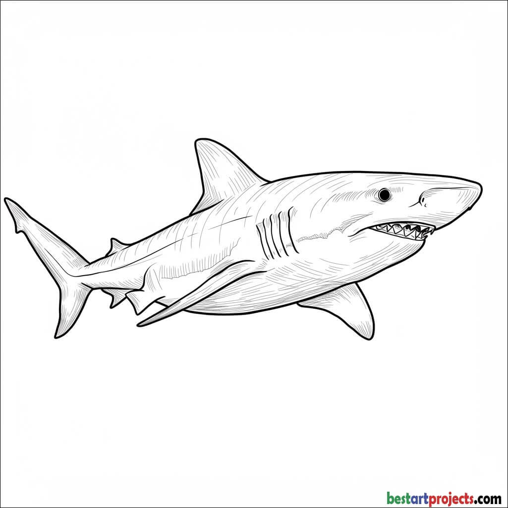 Realistic Tiger Shark Coloring page