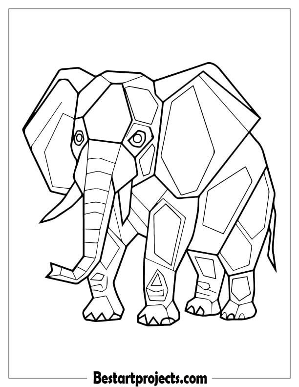 Abstract Elephant Made of Geometric Shapes