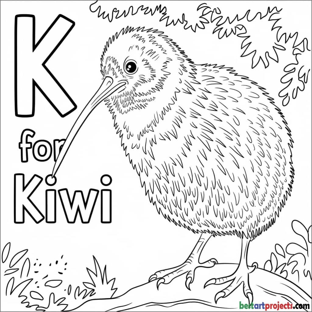 “K for Kiwi Bird” Printable Worksheet
