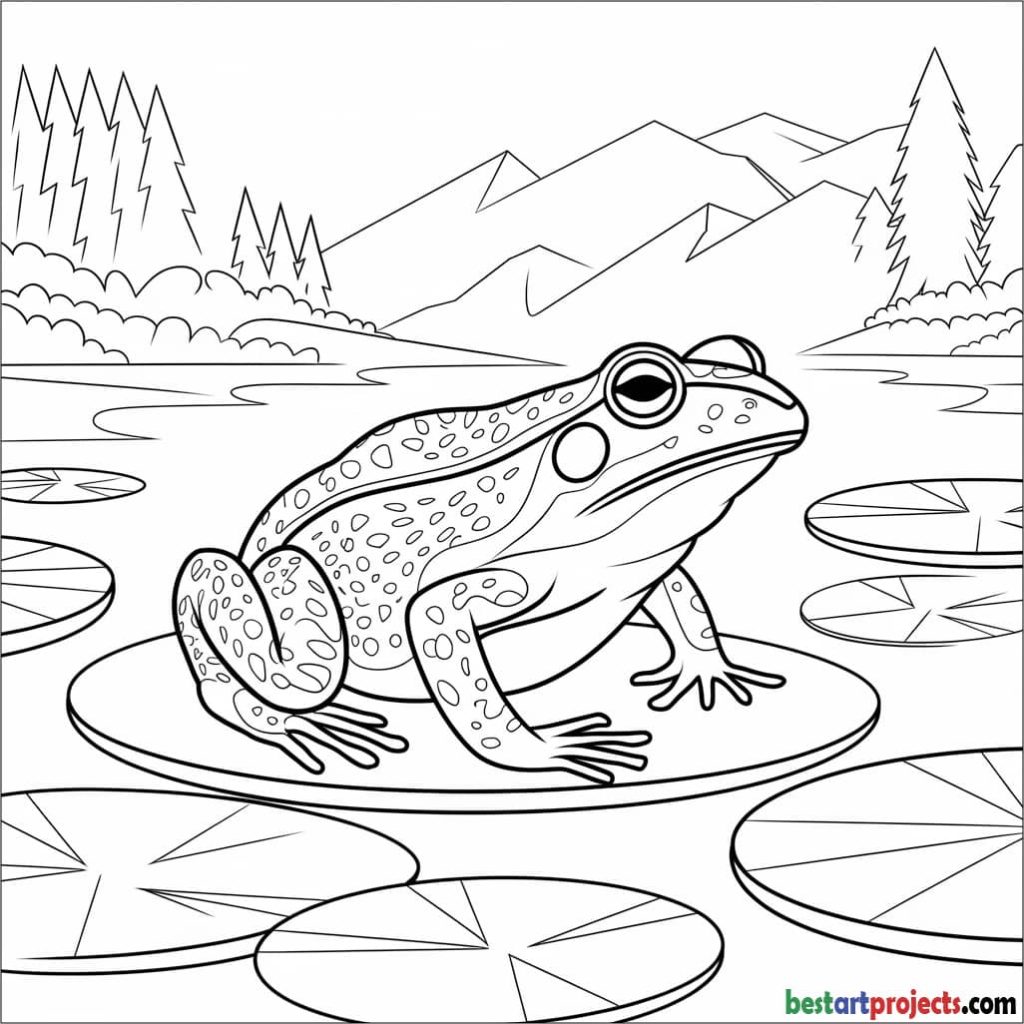 Realistic Frog Coloring Page