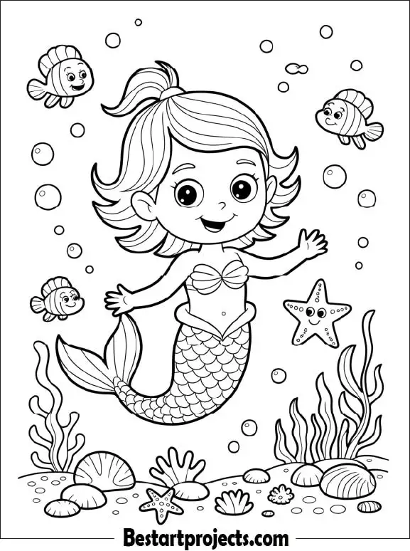 Baby Mermaid Coloring Page