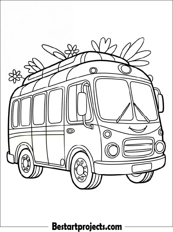 5.Cute bus for kids Coloring Page