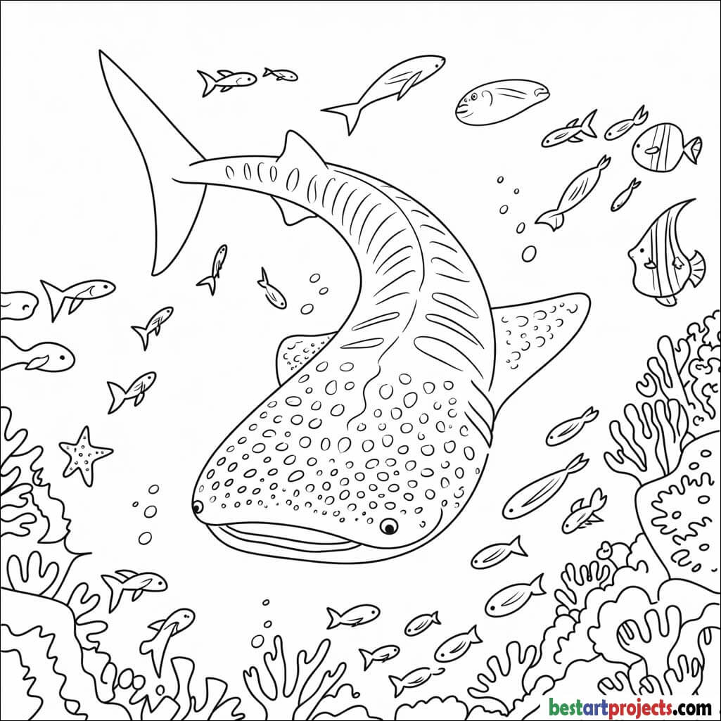 Whale shark with its iconic spotted pattern coloring Sheet pdf