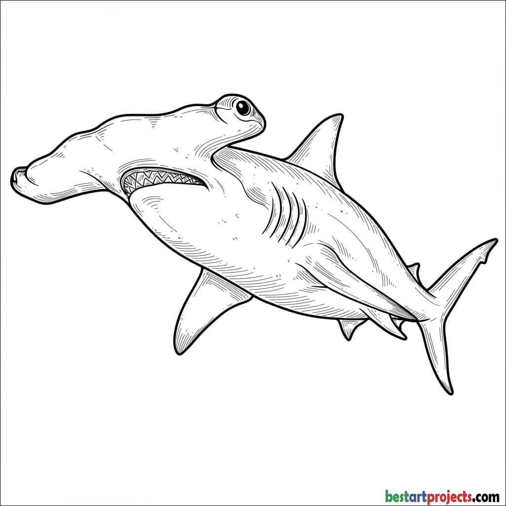 Realistic Hammerhead Shark Coloring page