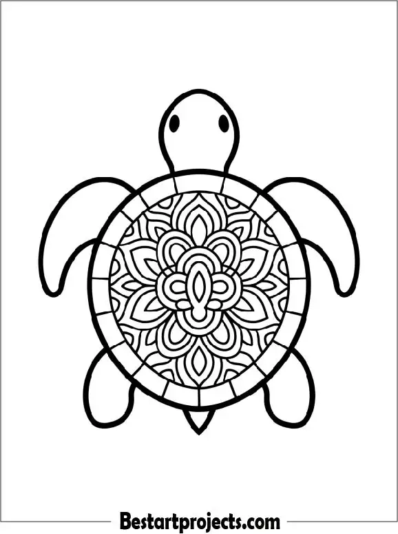 50.Simple Mandala Turtle Coloring page