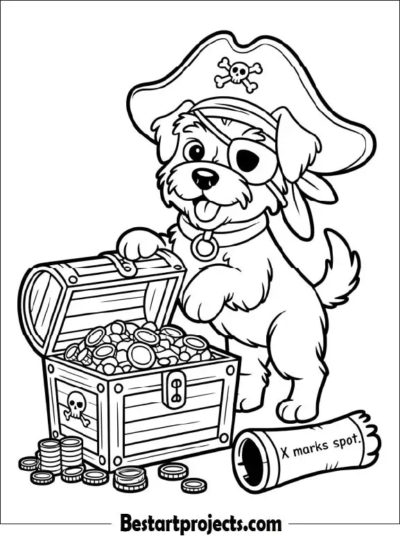 Pirate Dog with Treasure