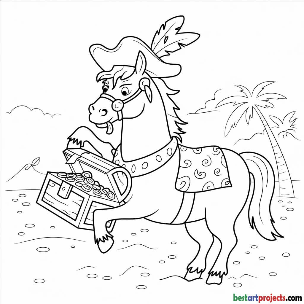 53. Pirate horse with a treasure