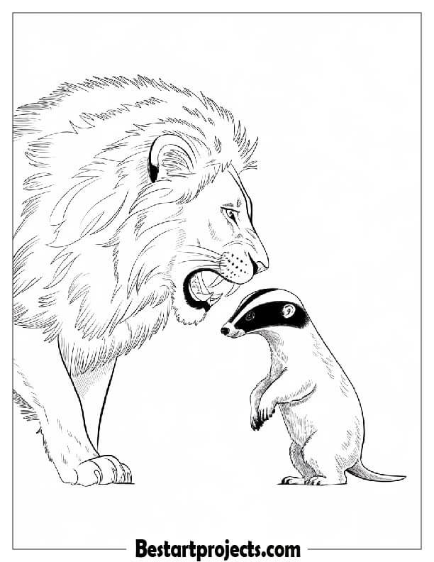 Lion and honey badger  coloring pdf