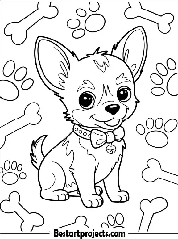 Cute Chihuahua Printable Coloring Sheet