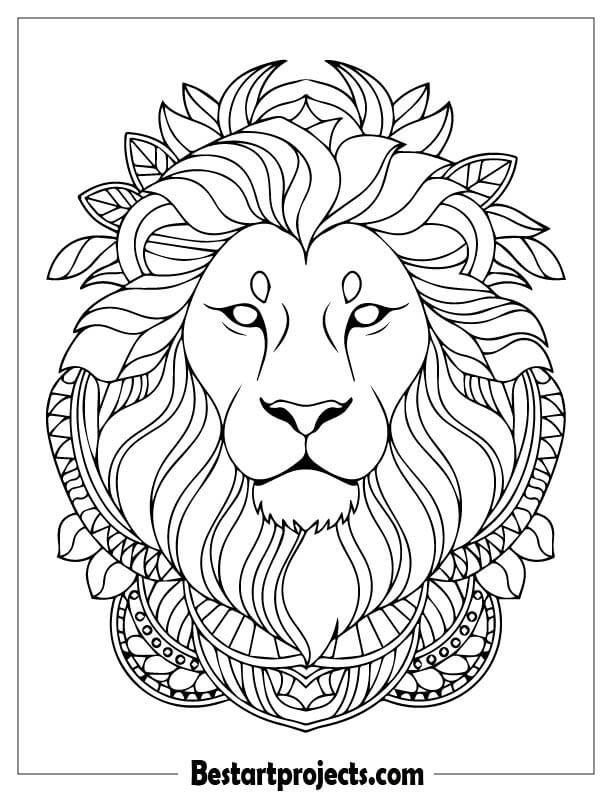 Intricate lion face mandala Design 1