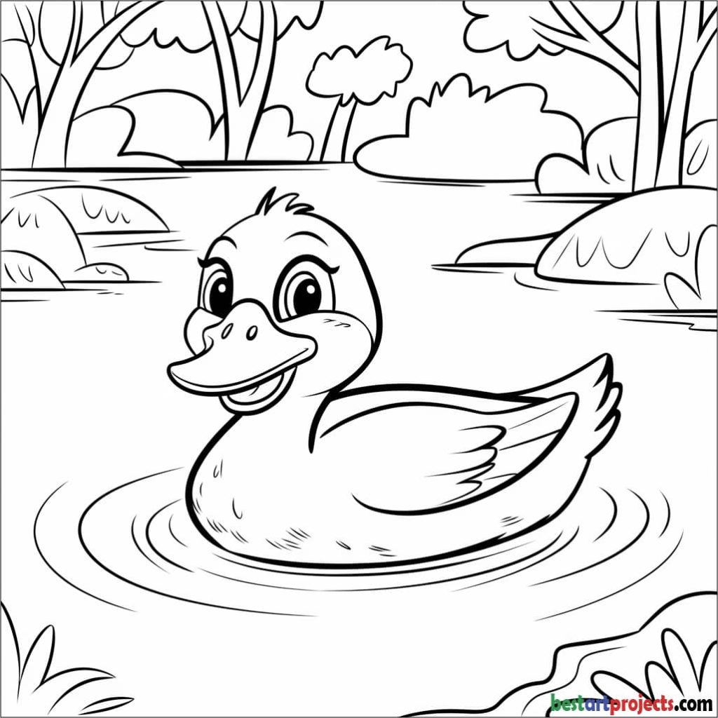 Duck Floating in a Pond