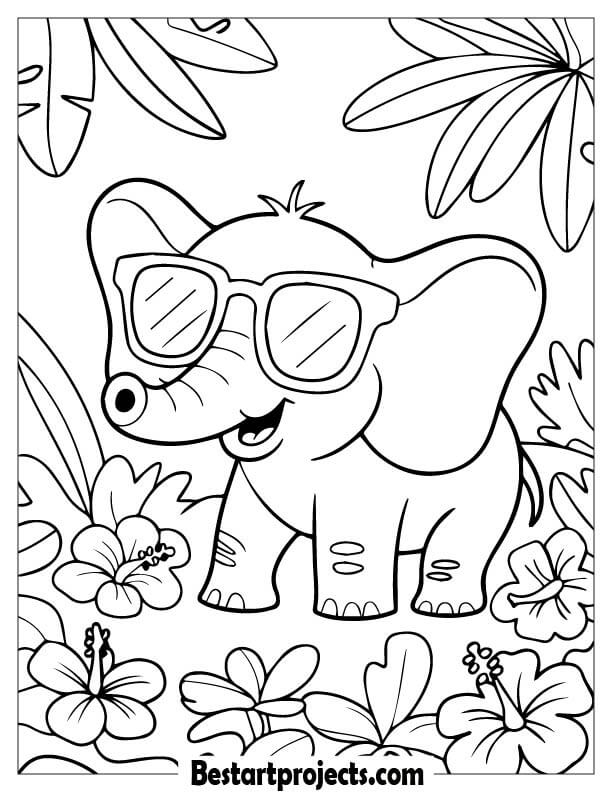 Cartoon elephant wearing sunglasses