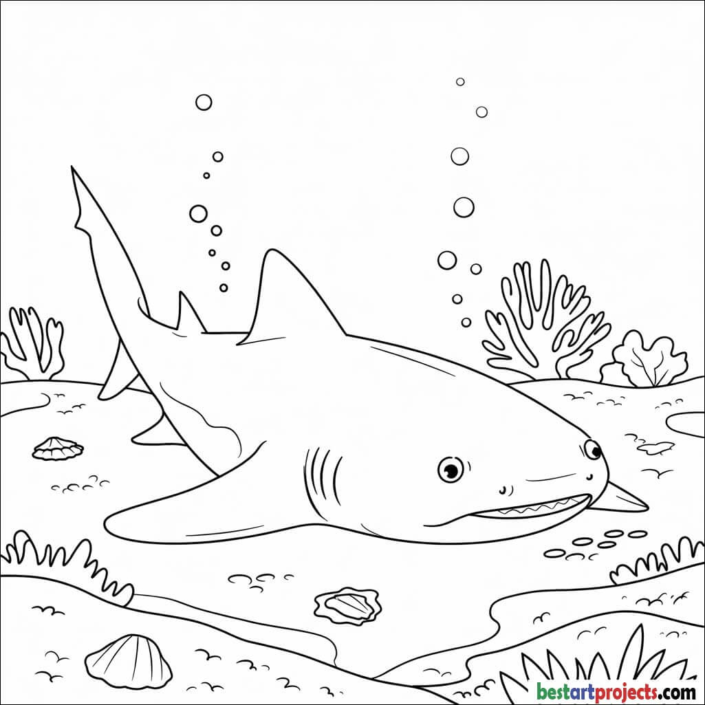 Nurse shark resting on the ocean floor Coloring page for Adults