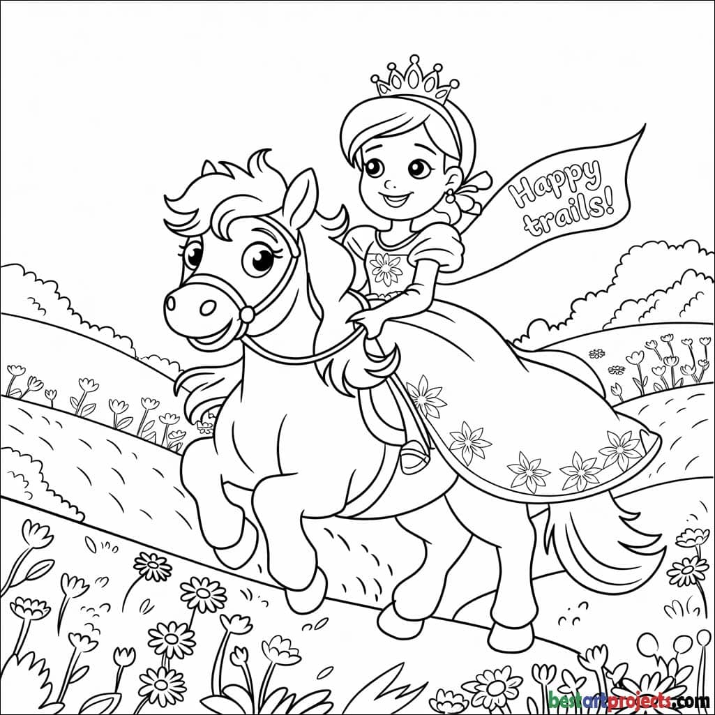 Princess Riding a Pony Coloring Sheet