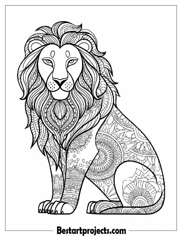 Mandala Lion Detailed For Coloring