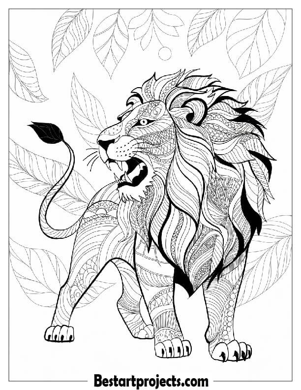 Zentangle style roaring lion