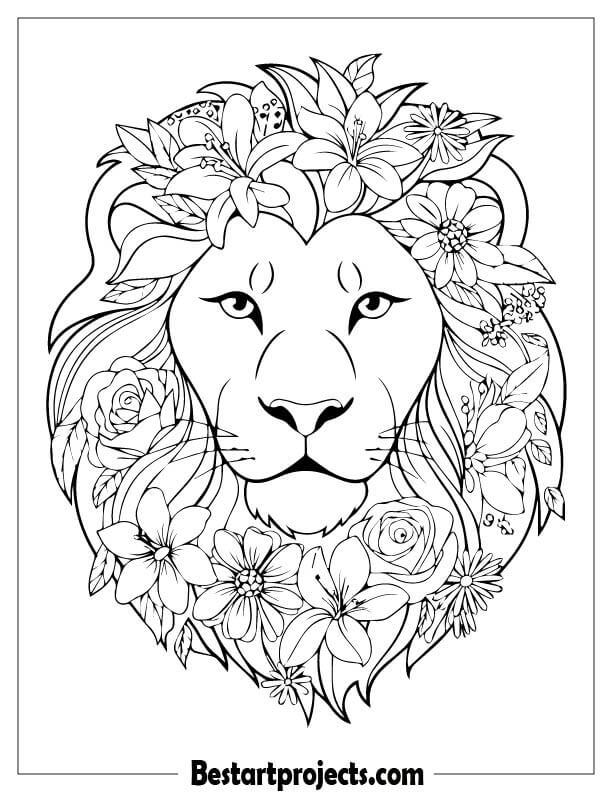 Floral mane lion head