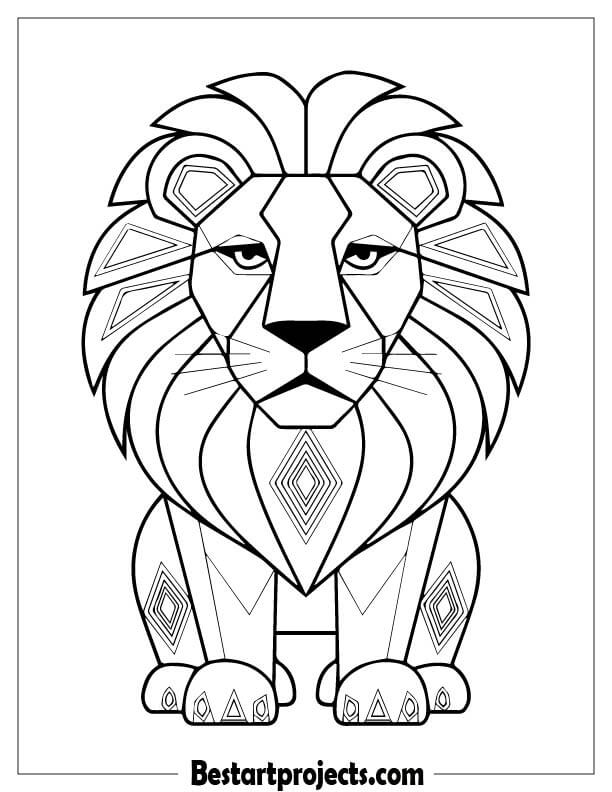 Abstract geometric lion Coloring Sheet