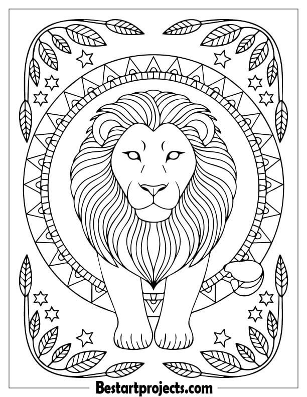 Lion in a circular mandala
