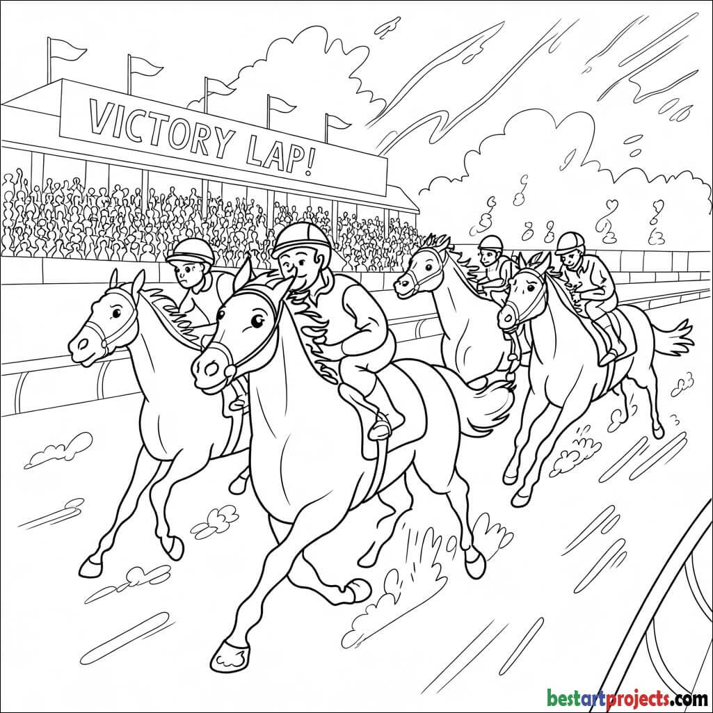 Racing Horses at the Track