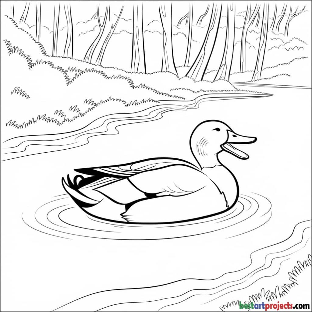 Mallard Floating in a River
