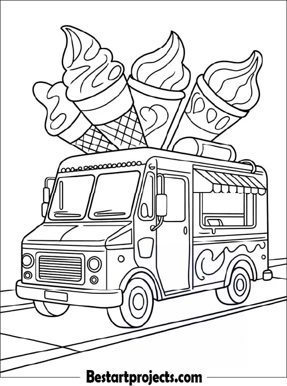 Ice Cream Truck Coloring Page
