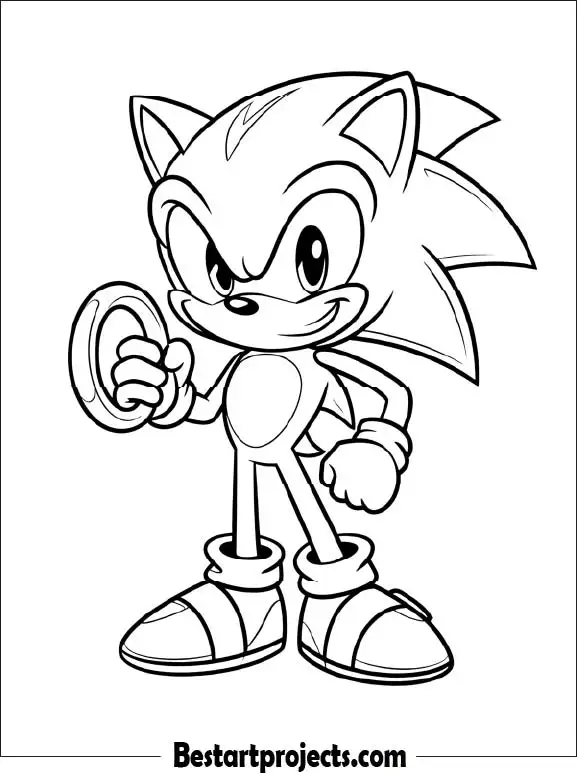 7.Sonic Holding a Ring - Free Coloring page