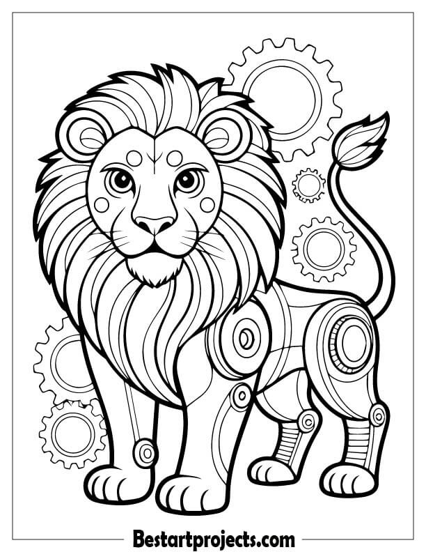 Steampunk lion with gears Design