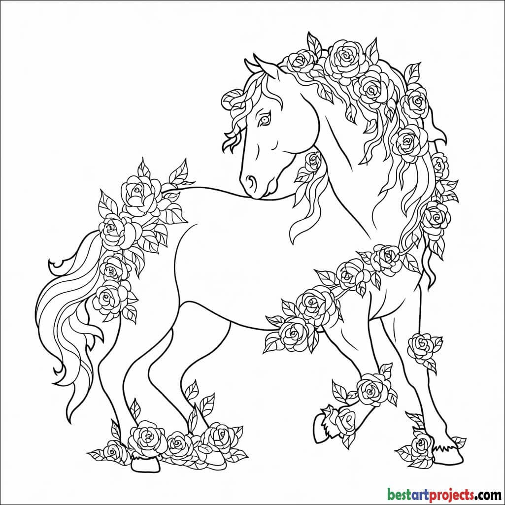 Floral Horse with Roses