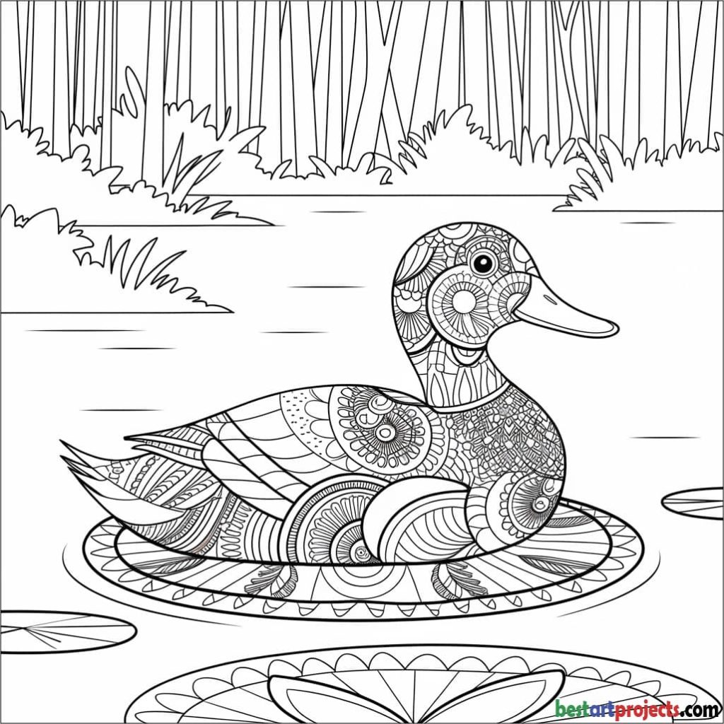 Mandala Duck Coloring Page