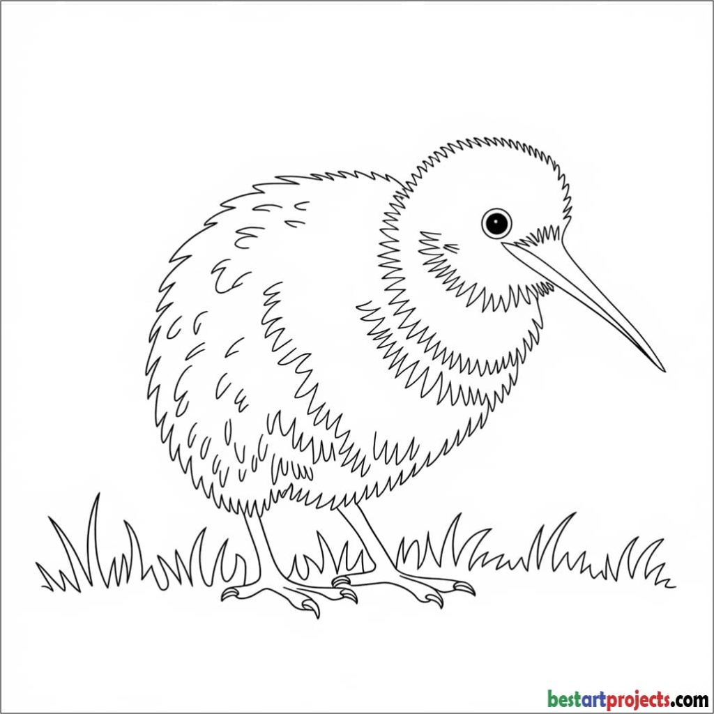 Simple Kiwi Bird Coloring Page