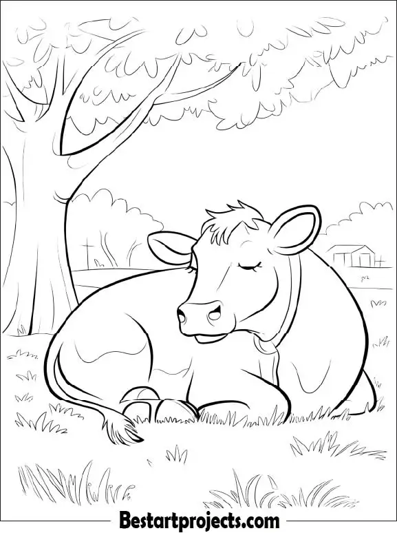 8.Sleeping Cow Under a Tree