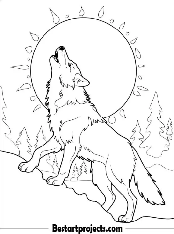Wolf Howling at the Moon for Kids 02