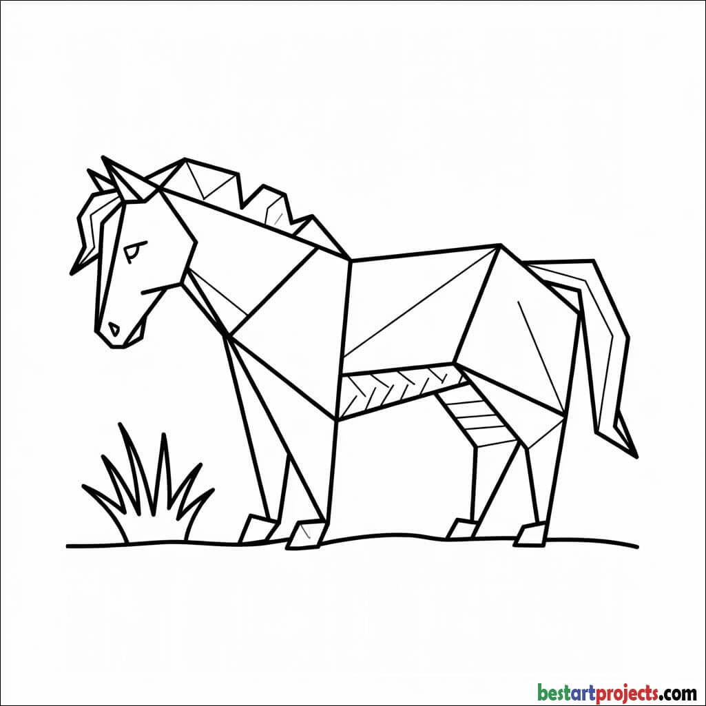 Origami-fold style horse