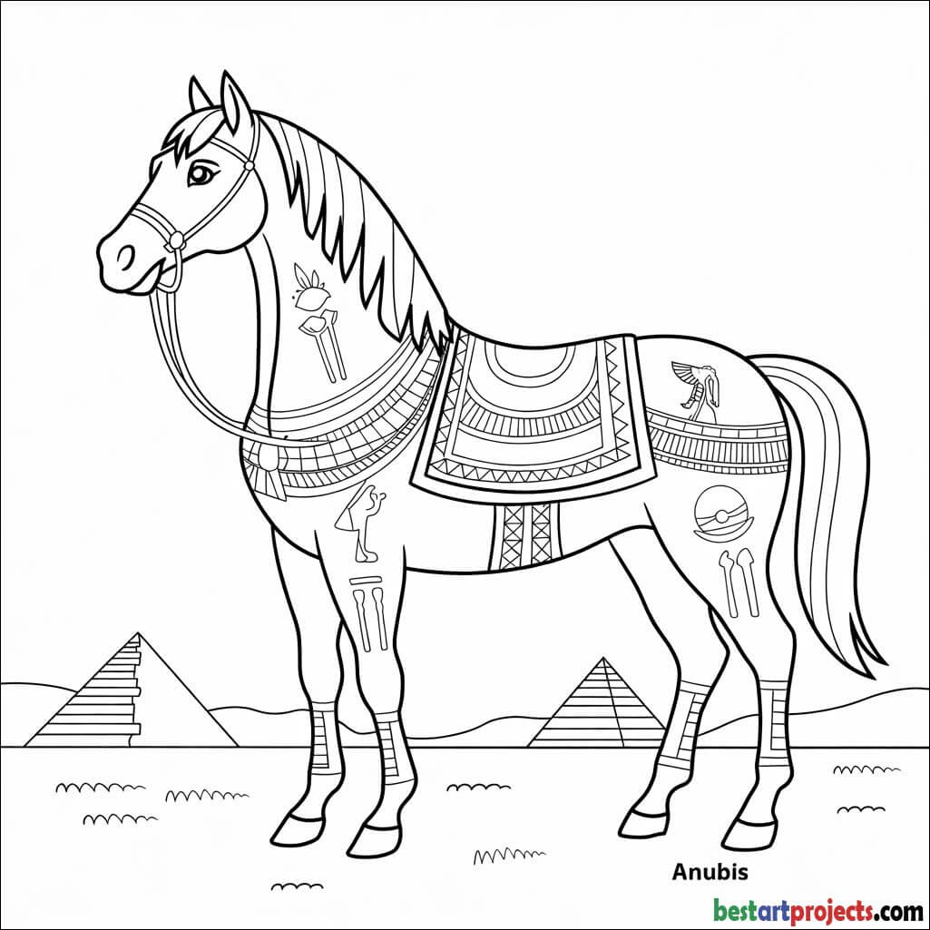 Egyptian horse with hieroglyphics