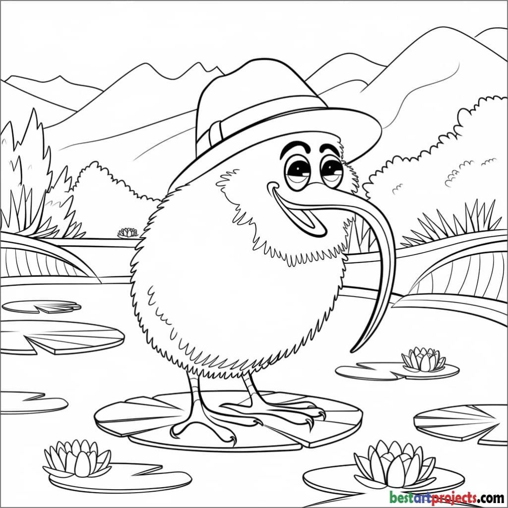 Funny Kiwi Bird Coloring Page