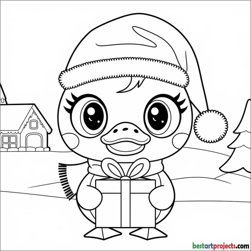 Kawaii Duck Coloring Page