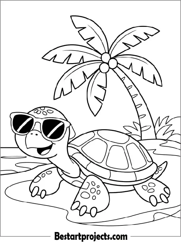 9.Cartoon Turtle with Sunglasses