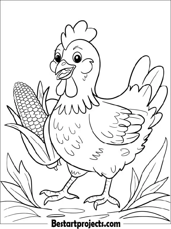 9.Chicken Eating Corn