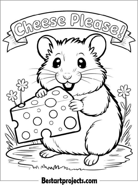 Hamster with a Big Slice of Cheese
