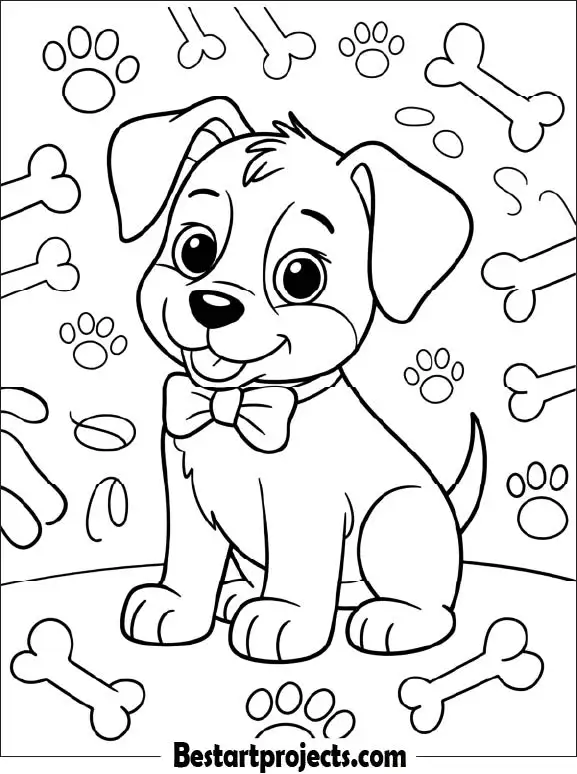 Puppy Wearing a Bow Tie to Color