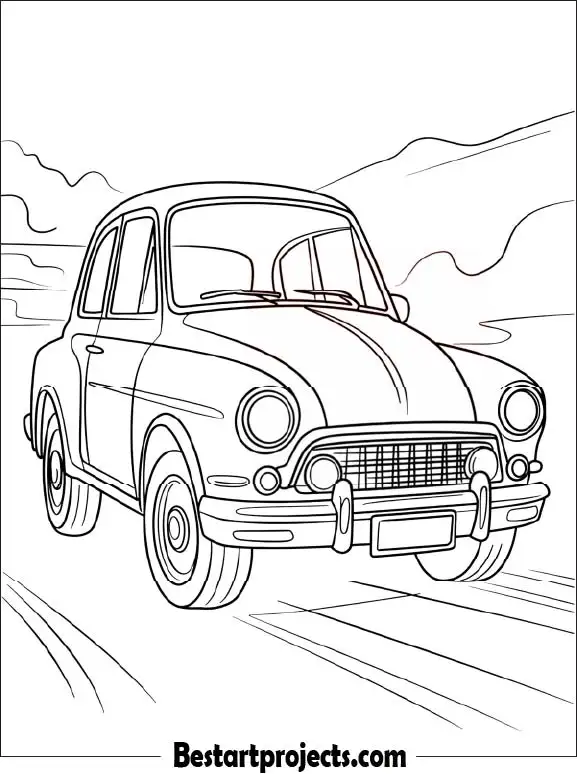 Simple Car Coloring Page For Kids