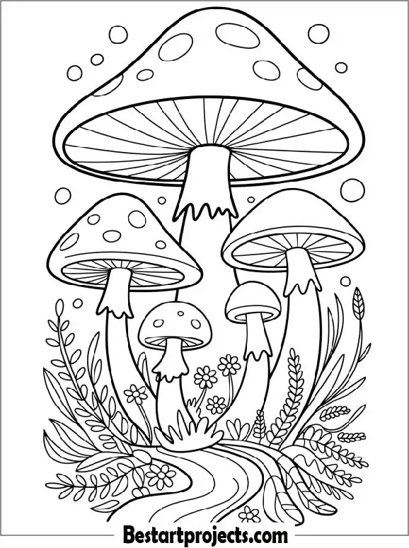 Aesthetic Mushroom Coloring Page