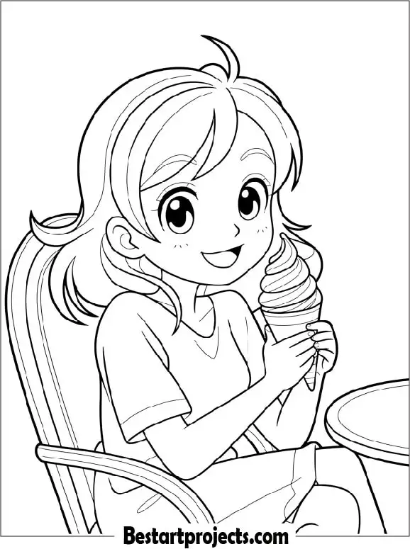 Anime Girl With an Ice Cream Cone