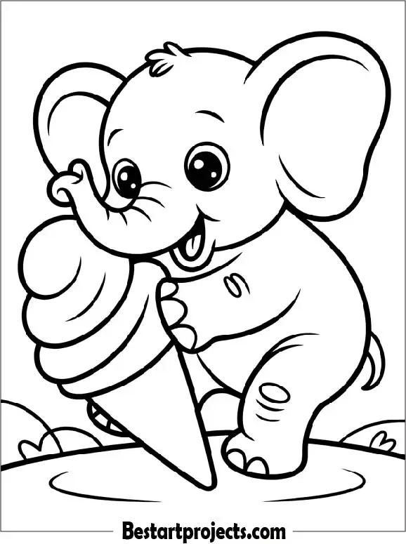 Baby Elephant Eating Ice Cream
